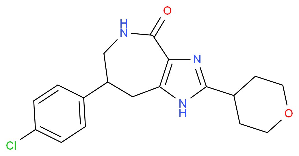7-(4-chlorophenyl)-2-(tetrahydro-2H-pyran-4-yl)-5,6,7,8-tetrahydroimidazo[4,5-c]azepin-4(1H)-one_分子结构_CAS_)