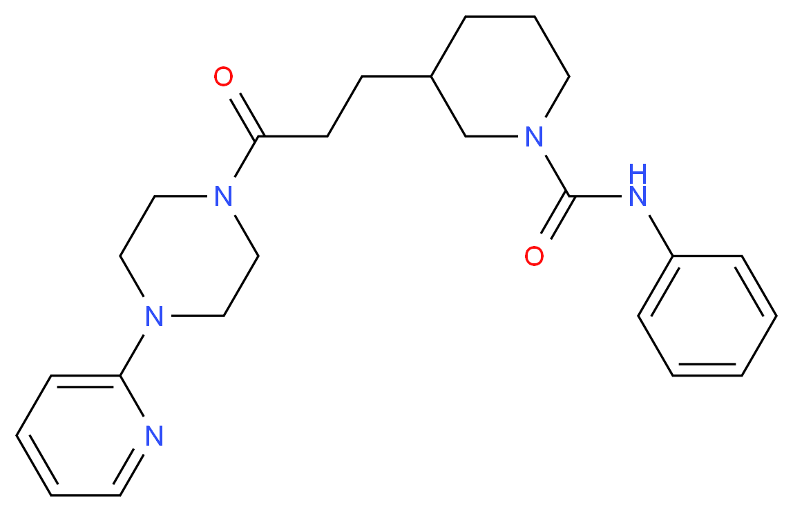 3-{3-oxo-3-[4-(2-pyridinyl)-1-piperazinyl]propyl}-N-phenyl-1-piperidinecarboxamide_分子结构_CAS_)