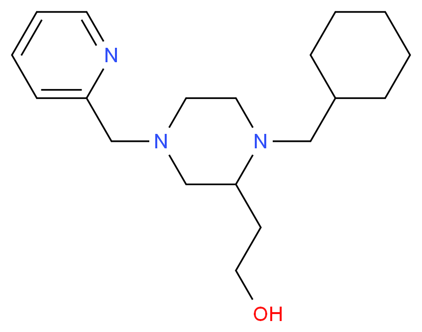 2-[1-(cyclohexylmethyl)-4-(2-pyridinylmethyl)-2-piperazinyl]ethanol_分子结构_CAS_)