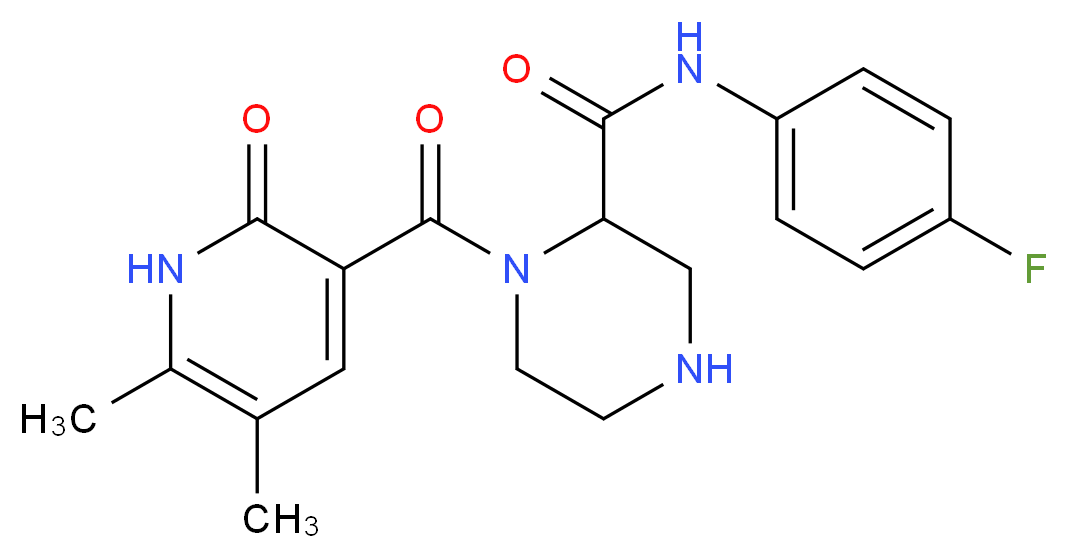 1-[(5,6-dimethyl-2-oxo-1,2-dihydro-3-pyridinyl)carbonyl]-N-(4-fluorophenyl)-2-piperazinecarboxamide_分子结构_CAS_)