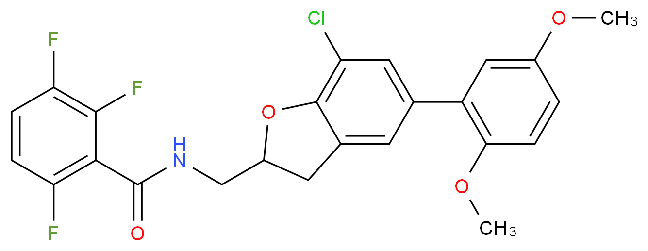 N-{[7-chloro-5-(2,5-dimethoxyphenyl)-2,3-dihydro-1-benzofuran-2-yl]methyl}-2,3,6-trifluorobenzamide_分子结构_CAS_)