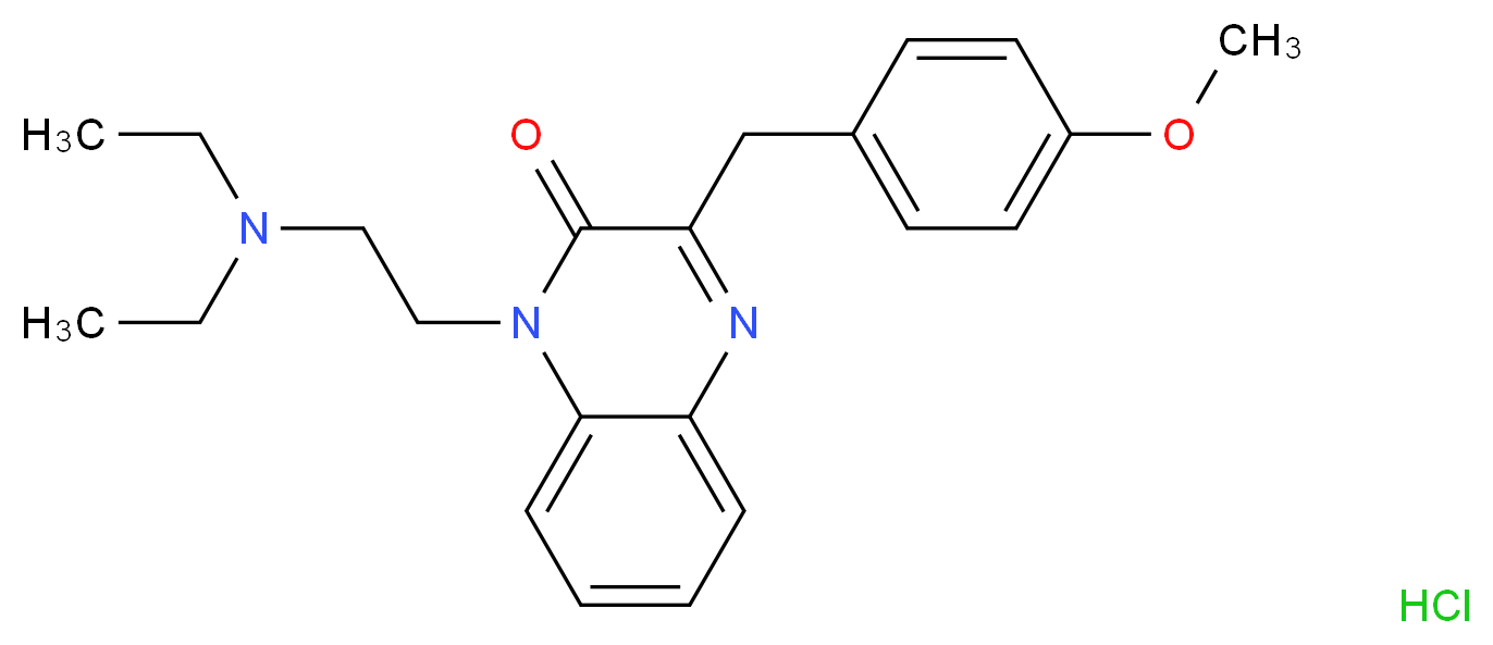 1-[2-(diethylamino)ethyl]-3-[(4-methoxyphenyl)methyl]-1,2-dihydroquinoxalin-2-one hydrochloride_分子结构_CAS_55750-05-5