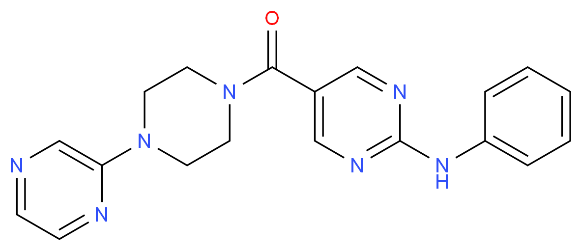 N-phenyl-5-{[4-(2-pyrazinyl)-1-piperazinyl]carbonyl}-2-pyrimidinamine_分子结构_CAS_)
