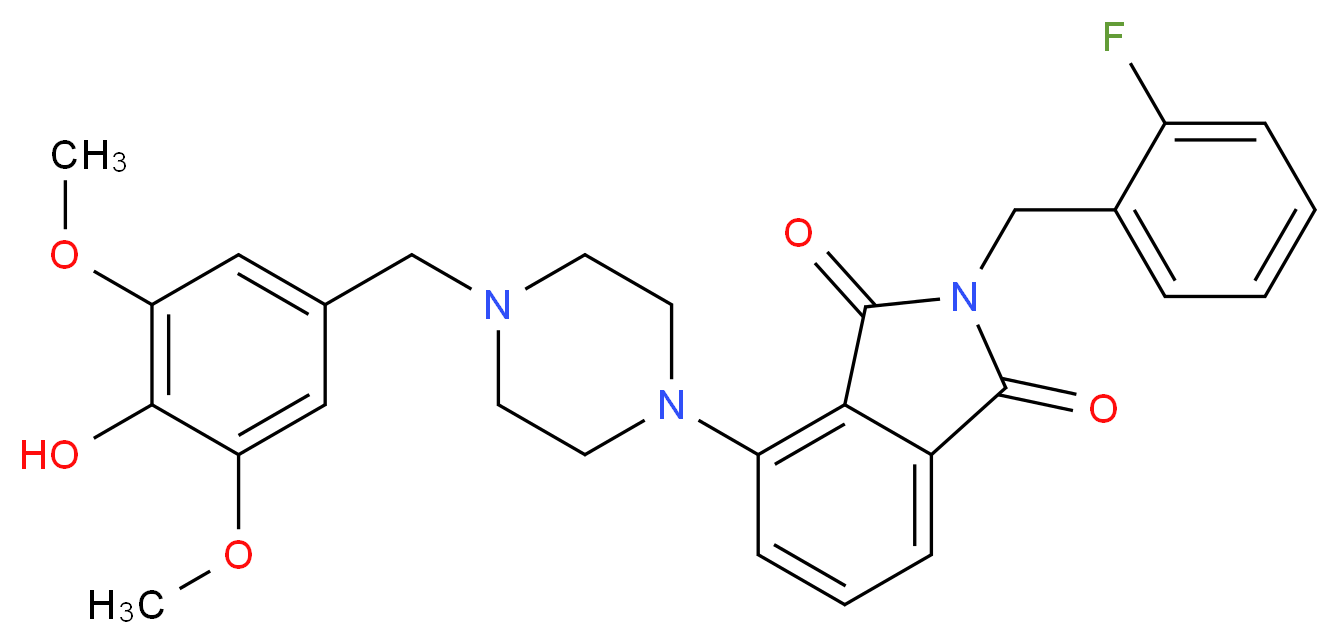 2-(2-fluorobenzyl)-4-[4-(4-hydroxy-3,5-dimethoxybenzyl)-1-piperazinyl]-1H-isoindole-1,3(2H)-dione_分子结构_CAS_)