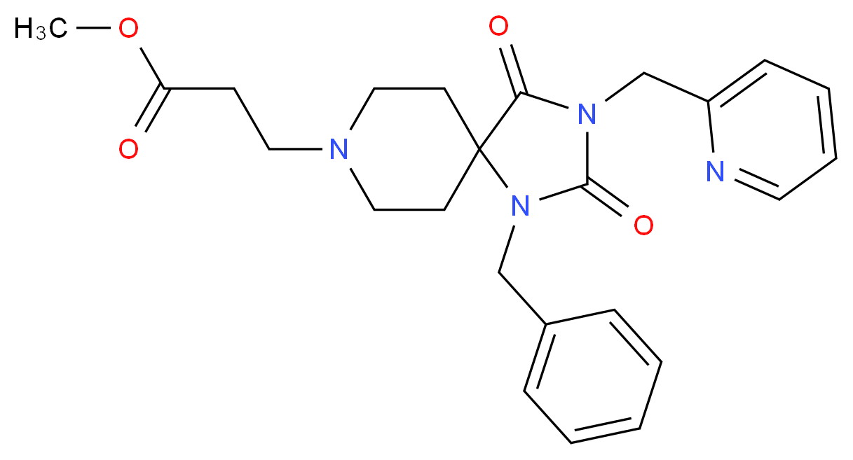 methyl 3-[1-benzyl-2,4-dioxo-3-(2-pyridinylmethyl)-1,3,8-triazaspiro[4.5]dec-8-yl]propanoate_分子结构_CAS_)