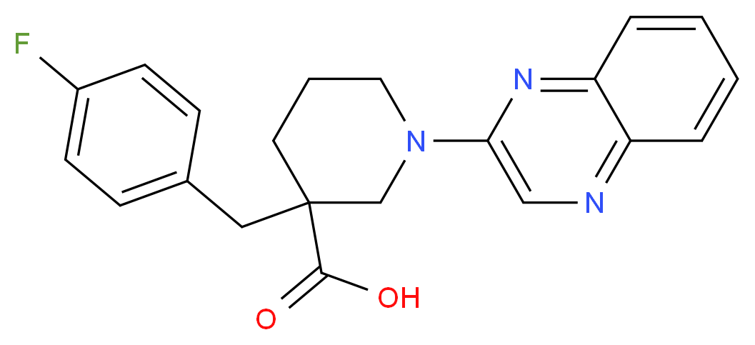 3-(4-fluorobenzyl)-1-quinoxalin-2-ylpiperidine-3-carboxylic acid_分子结构_CAS_)