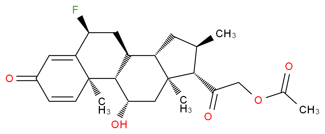 2-[(1S,2R,8S,10S,11S,13R,14S,15S,17S)-8-fluoro-17-hydroxy-2,13,15-trimethyl-5-oxotetracyclo[8.7.0.0<sup>2</sup>,<sup>7</sup>.0<sup>1</sup><sup>1</sup>,<sup>1</sup><sup>5</sup>]heptadeca-3,6-dien-14-yl]-2-oxoethyl acetate_分子结构_CAS_1176-82-5