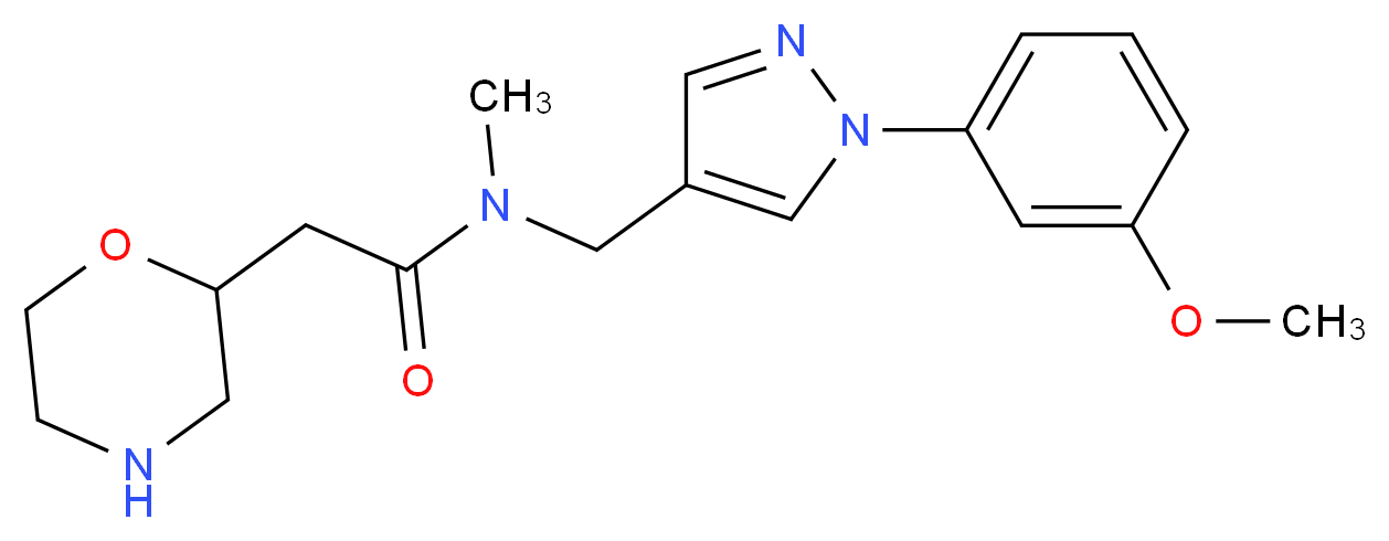 N-{[1-(3-methoxyphenyl)-1H-pyrazol-4-yl]methyl}-N-methyl-2-(2-morpholinyl)acetamide_分子结构_CAS_)