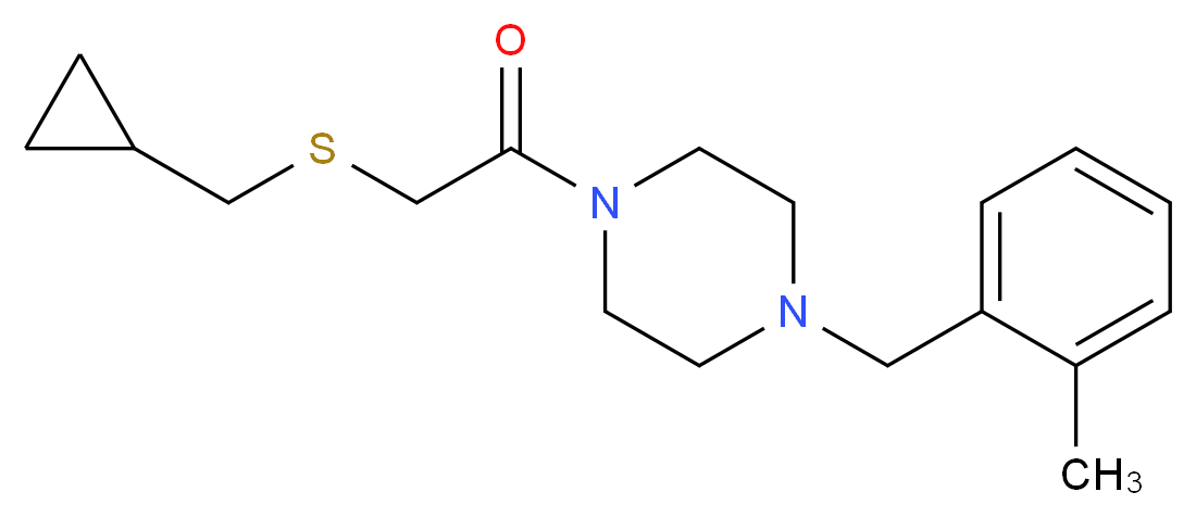 1-{[(cyclopropylmethyl)thio]acetyl}-4-(2-methylbenzyl)piperazine_分子结构_CAS_)