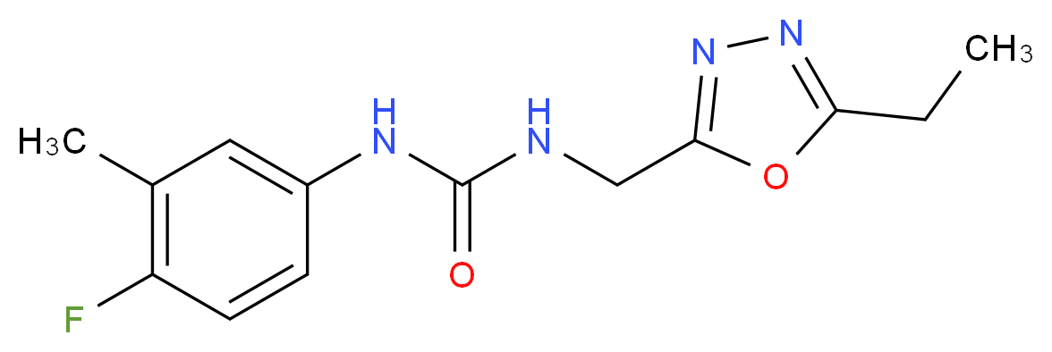 N-[(5-ethyl-1,3,4-oxadiazol-2-yl)methyl]-N'-(4-fluoro-3-methylphenyl)urea_分子结构_CAS_)