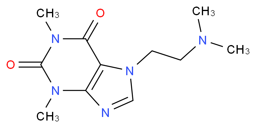 7-[2-(dimethylamino)ethyl]-1,3-dimethyl-2,3,6,7-tetrahydro-1H-purine-2,6-dione_分子结构_CAS_519-30-2