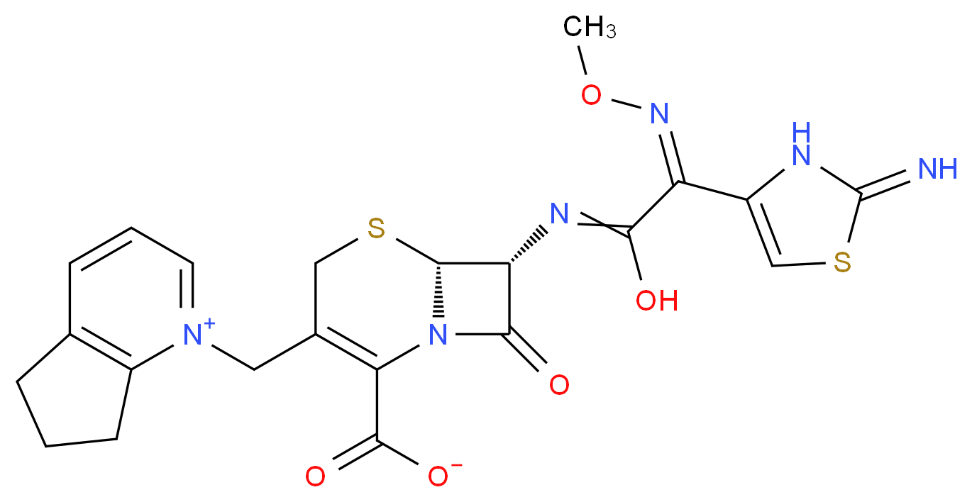 1-{[(6R,7R)-2-carboxylato-7-{[(2Z)-1-hydroxy-2-(2-imino-2,3-dihydro-1,3-thiazol-4-yl)-2-(methoxyimino)ethylidene]amino}-8-oxo-5-thia-1-azabicyclo[4.2.0]oct-2-en-3-yl]methyl}-5H,6H,7H-cyclopenta[b]pyridin-1-ium_分子结构_CAS_98753-19-6
