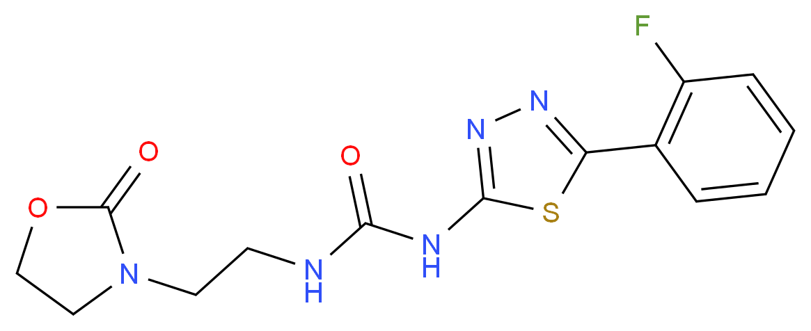 N-[5-(2-fluorophenyl)-1,3,4-thiadiazol-2-yl]-N'-[2-(2-oxo-1,3-oxazolidin-3-yl)ethyl]urea_分子结构_CAS_)