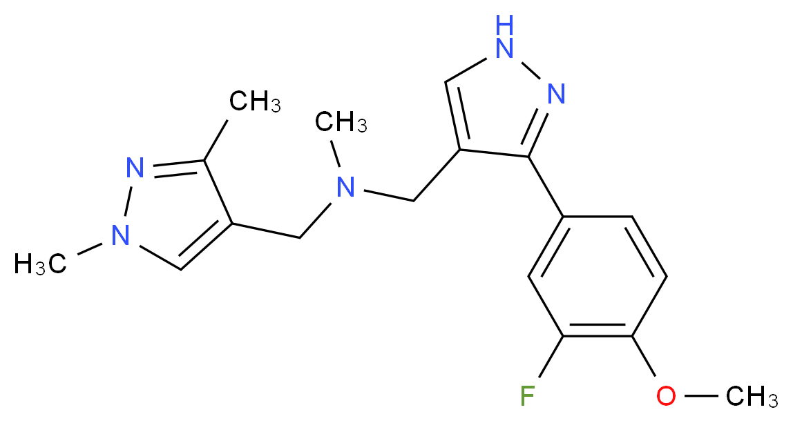 1-(1,3-dimethyl-1H-pyrazol-4-yl)-N-{[3-(3-fluoro-4-methoxyphenyl)-1H-pyrazol-4-yl]methyl}-N-methylmethanamine_分子结构_CAS_)
