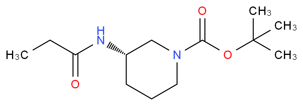 (3S)-3-(Propanoylamino)piperidine, N1-BOC protected_分子结构_CAS_)