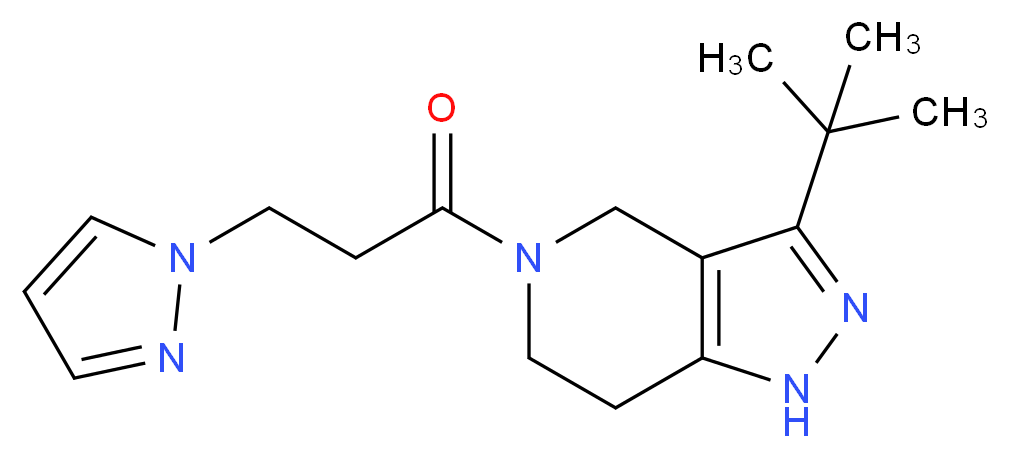 3-tert-butyl-5-[3-(1H-pyrazol-1-yl)propanoyl]-4,5,6,7-tetrahydro-1H-pyrazolo[4,3-c]pyridine_分子结构_CAS_)