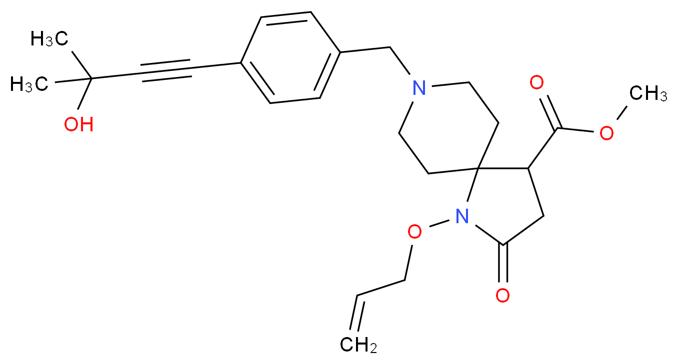 methyl 1-(allyloxy)-8-[4-(3-hydroxy-3-methyl-1-butyn-1-yl)benzyl]-2-oxo-1,8-diazaspiro[4.5]decane-4-carboxylate_分子结构_CAS_)