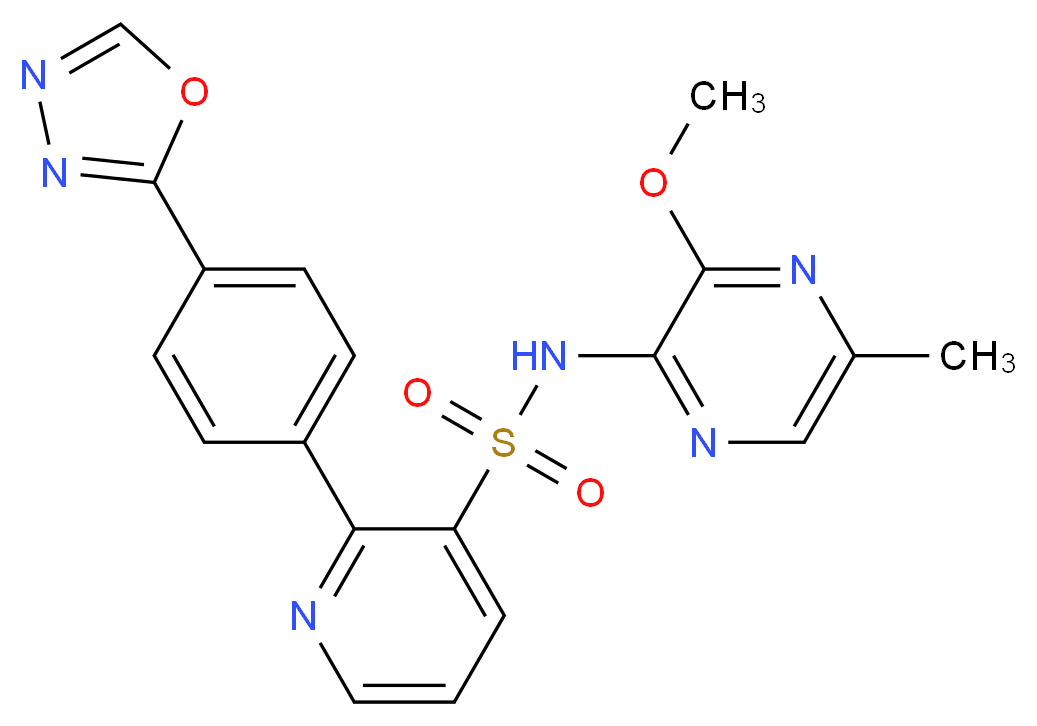 N-(3-methoxy-5-methylpyrazin-2-yl)-2-[4-(1,3,4-oxadiazol-2-yl)phenyl]pyridine-3-sulfonamide_分子结构_CAS_186497-07-4