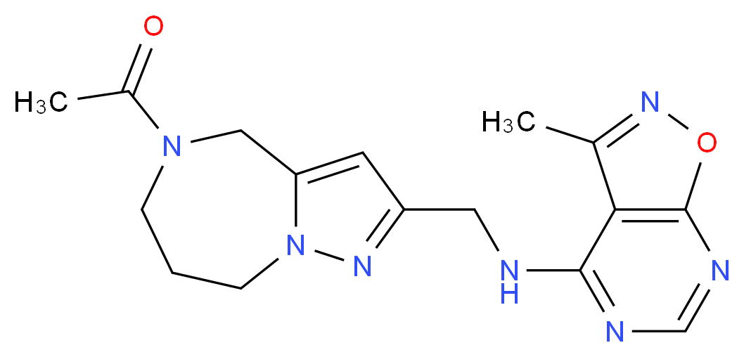 N-[(5-acetyl-5,6,7,8-tetrahydro-4H-pyrazolo[1,5-a][1,4]diazepin-2-yl)methyl]-3-methylisoxazolo[5,4-d]pyrimidin-4-amine_分子结构_CAS_)
