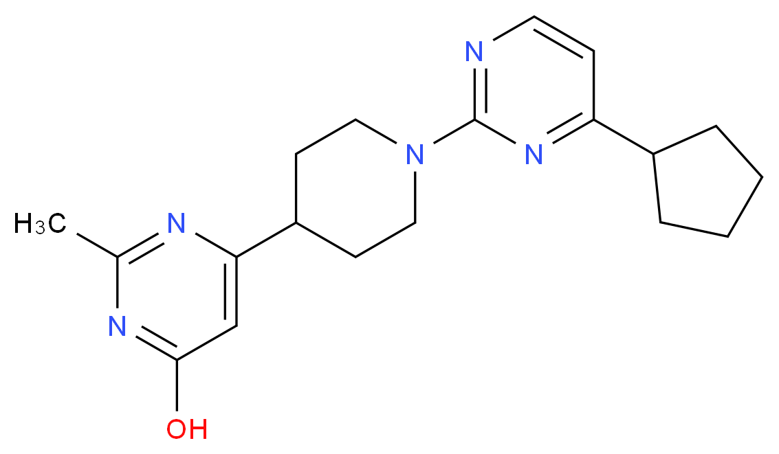 6-[1-(4-cyclopentyl-2-pyrimidinyl)-4-piperidinyl]-2-methyl-4-pyrimidinol_分子结构_CAS_)