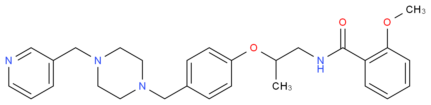 2-methoxy-N-[2-(4-{[4-(3-pyridinylmethyl)-1-piperazinyl]methyl}phenoxy)propyl]benzamide_分子结构_CAS_)