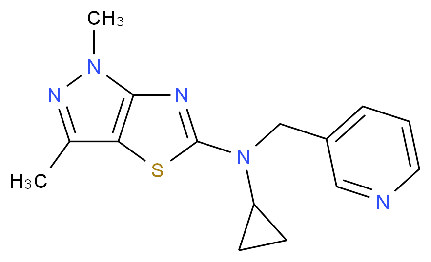 N-cyclopropyl-1,3-dimethyl-N-(pyridin-3-ylmethyl)-1H-pyrazolo[3,4-d][1,3]thiazol-5-amine_分子结构_CAS_)