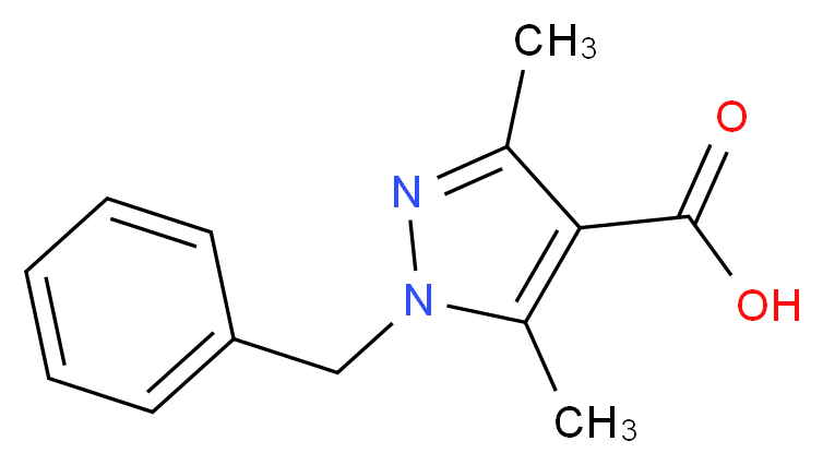 1-benzyl-3,5-dimethyl-1H-pyrazole-4-carboxylic acid_分子结构_CAS_108444-25-3