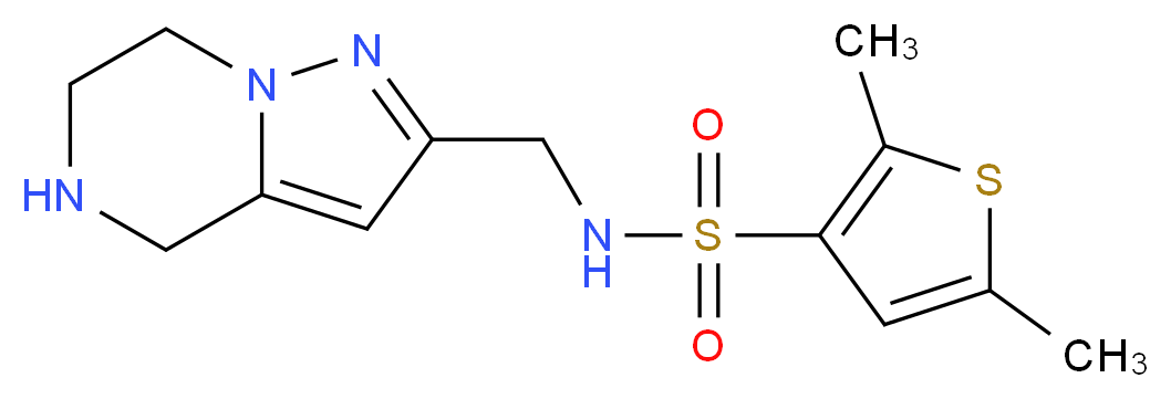 2,5-dimethyl-N-(4,5,6,7-tetrahydropyrazolo[1,5-a]pyrazin-2-ylmethyl)thiophene-3-sulfonamide_分子结构_CAS_)