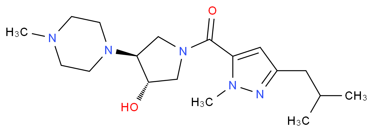 (3S*,4S*)-1-[(3-isobutyl-1-methyl-1H-pyrazol-5-yl)carbonyl]-4-(4-methyl-1-piperazinyl)-3-pyrrolidinol_分子结构_CAS_)