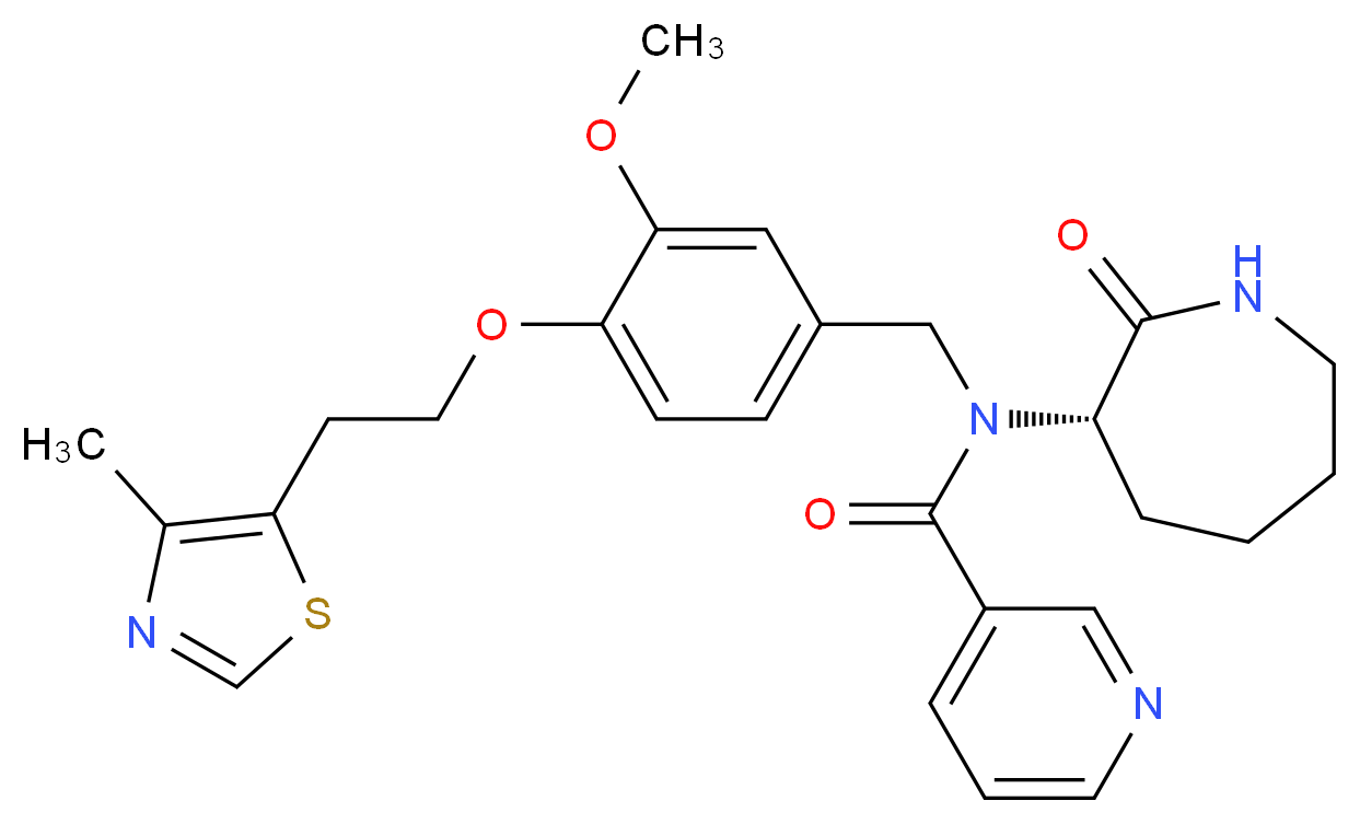N-{3-methoxy-4-[2-(4-methyl-1,3-thiazol-5-yl)ethoxy]benzyl}-N-[(3S)-2-oxo-3-azepanyl]nicotinamide_分子结构_CAS_)