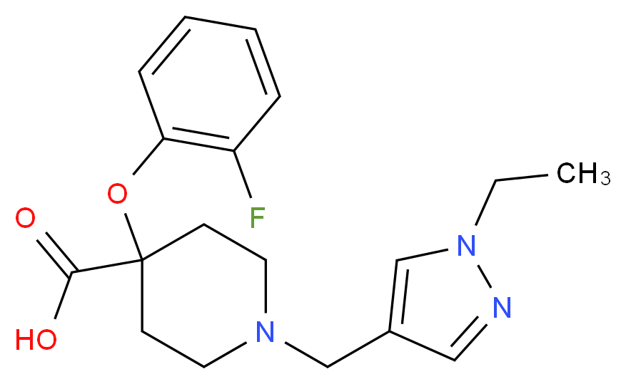 1-[(1-ethyl-1H-pyrazol-4-yl)methyl]-4-(2-fluorophenoxy)piperidine-4-carboxylic acid_分子结构_CAS_)