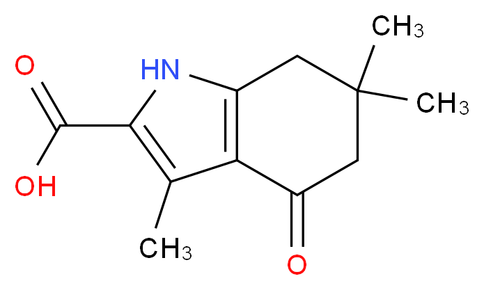 3,6,6-Trimethyl-4-oxo-4,5,6,7-tetrahydro-1H-indole-2-carboxylic acid_分子结构_CAS_129689-88-9)