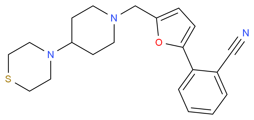 2-{5-[(4-thiomorpholin-4-ylpiperidin-1-yl)methyl]-2-furyl}benzonitrile_分子结构_CAS_)