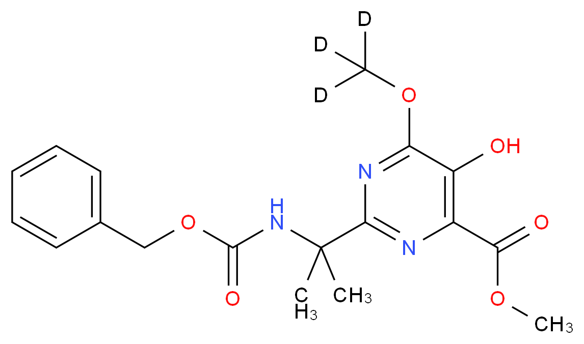 methyl 2-(2-{[(benzyloxy)carbonyl]amino}propan-2-yl)-5-hydroxy-6-(<sup>2</sup>H<sub>3</sub>)methoxypyrimidine-4-carboxylate_分子结构_CAS_1185032-53-4