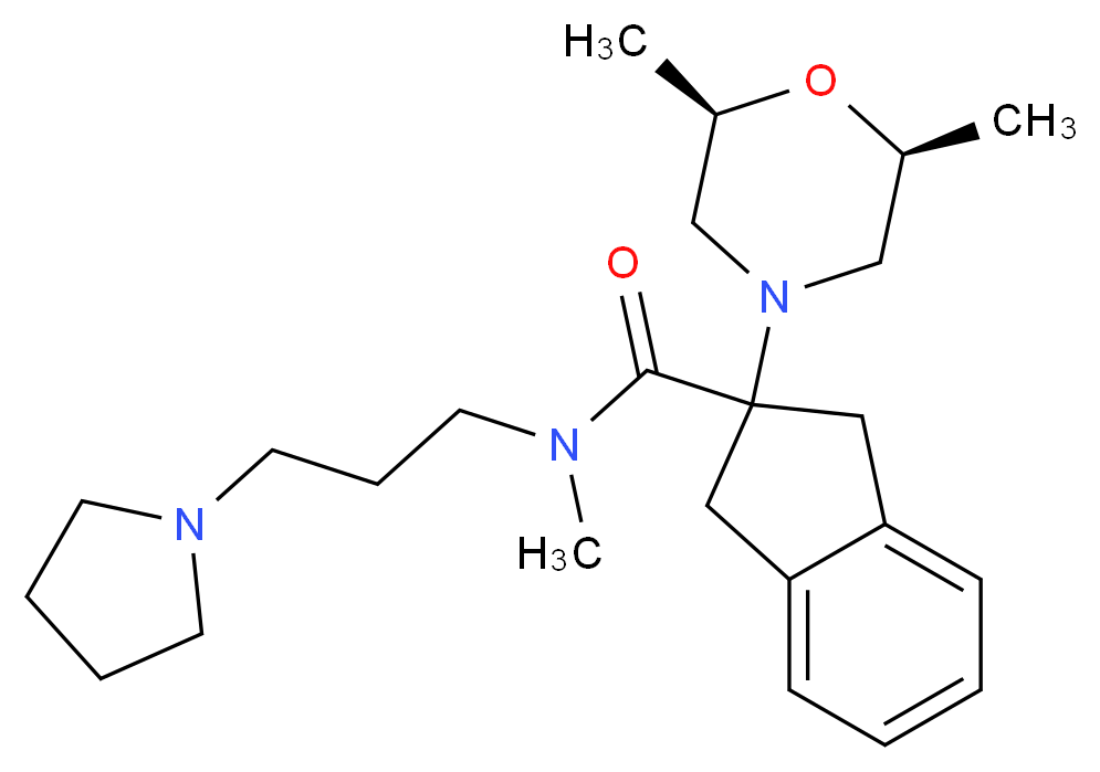 2-[(2R*,6S*)-2,6-dimethyl-4-morpholinyl]-N-methyl-N-[3-(1-pyrrolidinyl)propyl]-2-indanecarboxamide_分子结构_CAS_)