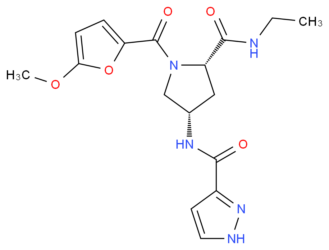 (4S)-N-ethyl-1-(5-methoxy-2-furoyl)-4-[(1H-pyrazol-3-ylcarbonyl)amino]-L-prolinamide_分子结构_CAS_)