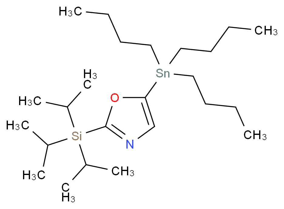 5-(tributylstannyl)-2-[tris(propan-2-yl)silyl]-1,3-oxazole_分子结构_CAS_869542-43-8