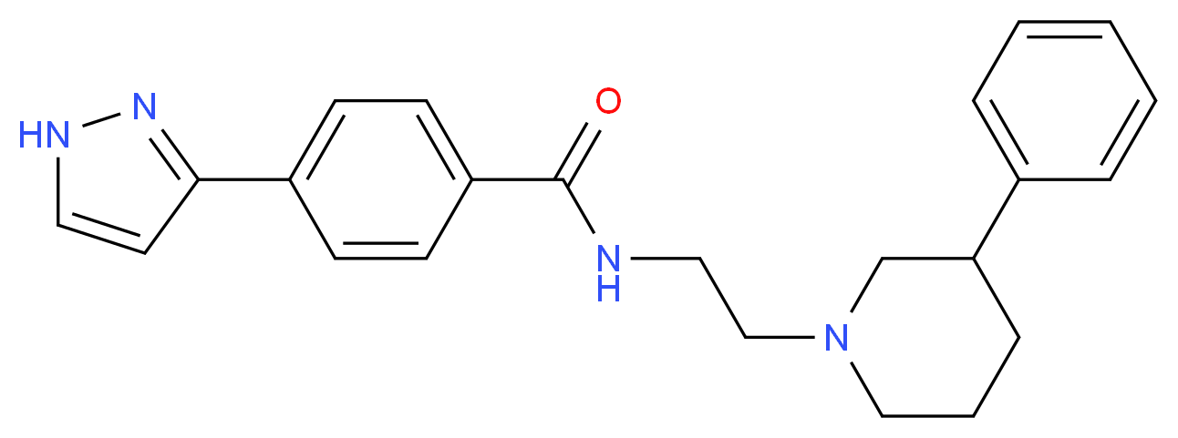 N-[2-(3-phenyl-1-piperidinyl)ethyl]-4-(1H-pyrazol-3-yl)benzamide_分子结构_CAS_)