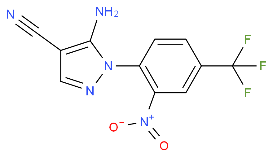 5-amino-1-[2-nitro-4-(trifluoromethyl)phenyl]-1H-pyrazole-4-carbonitrile_分子结构_CAS_74990-43-5