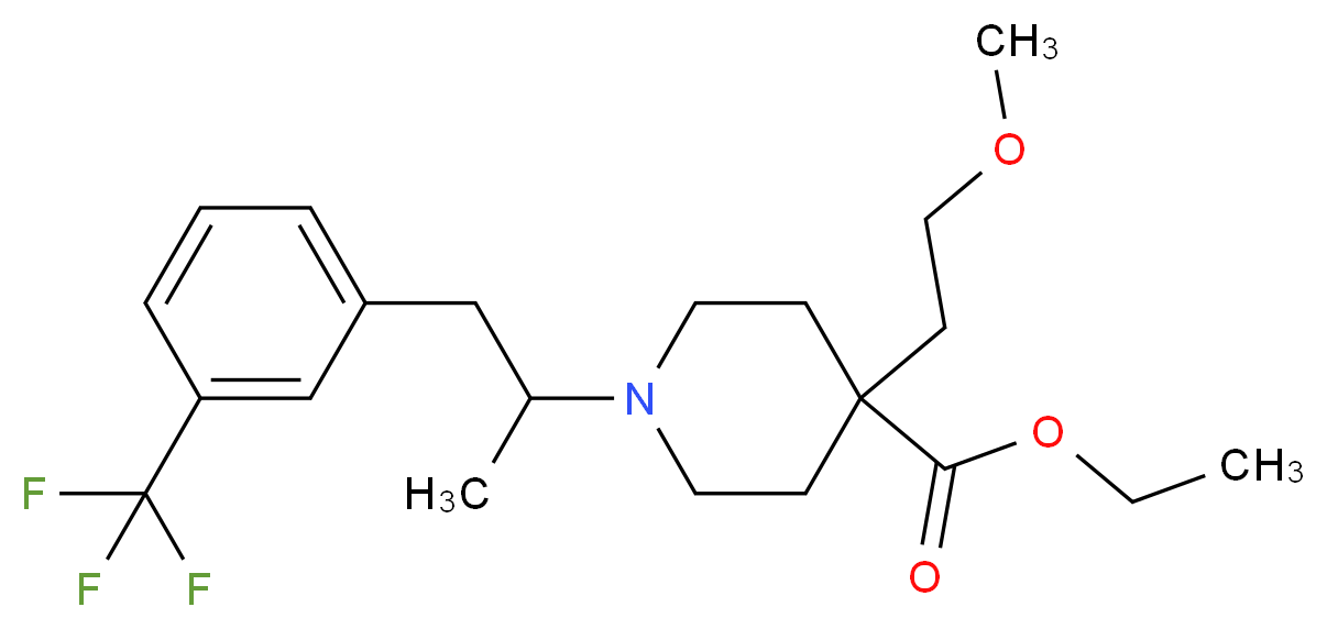 ethyl 4-(2-methoxyethyl)-1-{1-methyl-2-[3-(trifluoromethyl)phenyl]ethyl}-4-piperidinecarboxylate_分子结构_CAS_)