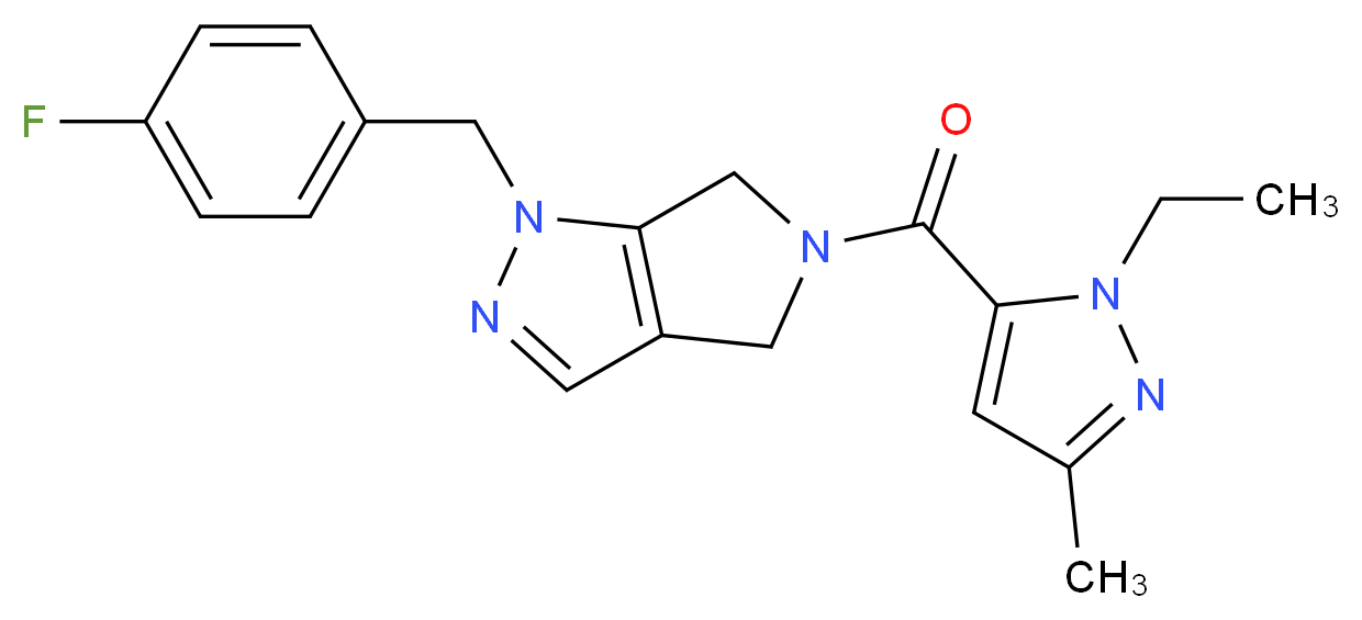 5-[(1-ethyl-3-methyl-1H-pyrazol-5-yl)carbonyl]-1-(4-fluorobenzyl)-1,4,5,6-tetrahydropyrrolo[3,4-c]pyrazole_分子结构_CAS_)