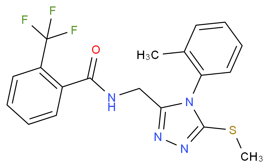 N-{[4-(2-methylphenyl)-5-(methylthio)-4H-1,2,4-triazol-3-yl]methyl}-2-(trifluoromethyl)benzamide_分子结构_CAS_)