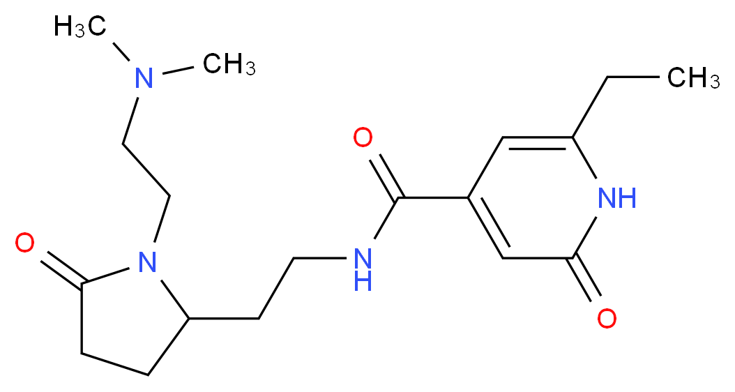N-(2-{1-[2-(dimethylamino)ethyl]-5-oxopyrrolidin-2-yl}ethyl)-6-ethyl-2-oxo-1,2-dihydropyridine-4-carboxamide_分子结构_CAS_)