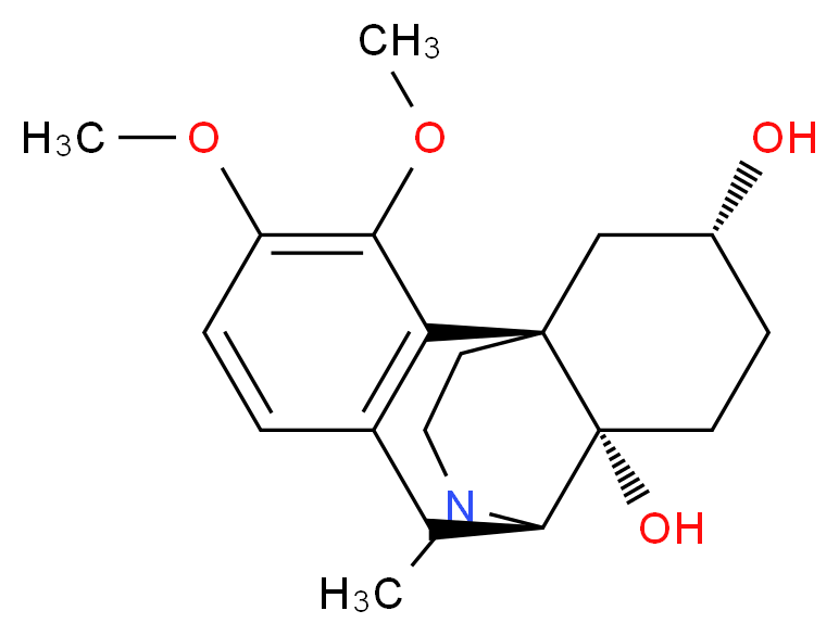 (1R,9R,10S,13R)-3,4-dimethoxy-17-methyl-17-azatetracyclo[7.5.3.0<sup>1</sup>,<sup>1</sup><sup>0</sup>.0<sup>2</sup>,<sup>7</sup>]heptadeca-2(7),3,5-triene-10,13-diol_分子结构_CAS_3176-03-2
