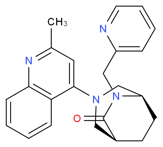 (1S*,5R*)-3-(2-methylquinolin-4-yl)-6-(pyridin-2-ylmethyl)-3,6-diazabicyclo[3.2.2]nonan-7-one_分子结构_CAS_)