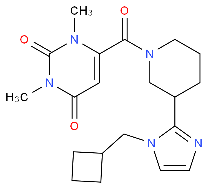 6-({3-[1-(cyclobutylmethyl)-1H-imidazol-2-yl]piperidin-1-yl}carbonyl)-1,3-dimethylpyrimidine-2,4(1H,3H)-dione_分子结构_CAS_)