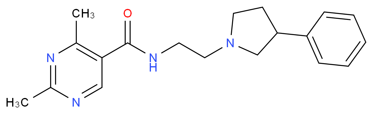 2,4-dimethyl-N-[2-(3-phenylpyrrolidin-1-yl)ethyl]pyrimidine-5-carboxamide_分子结构_CAS_)