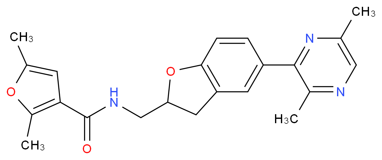 N-{[5-(3,6-dimethyl-2-pyrazinyl)-2,3-dihydro-1-benzofuran-2-yl]methyl}-2,5-dimethyl-3-furamide_分子结构_CAS_)