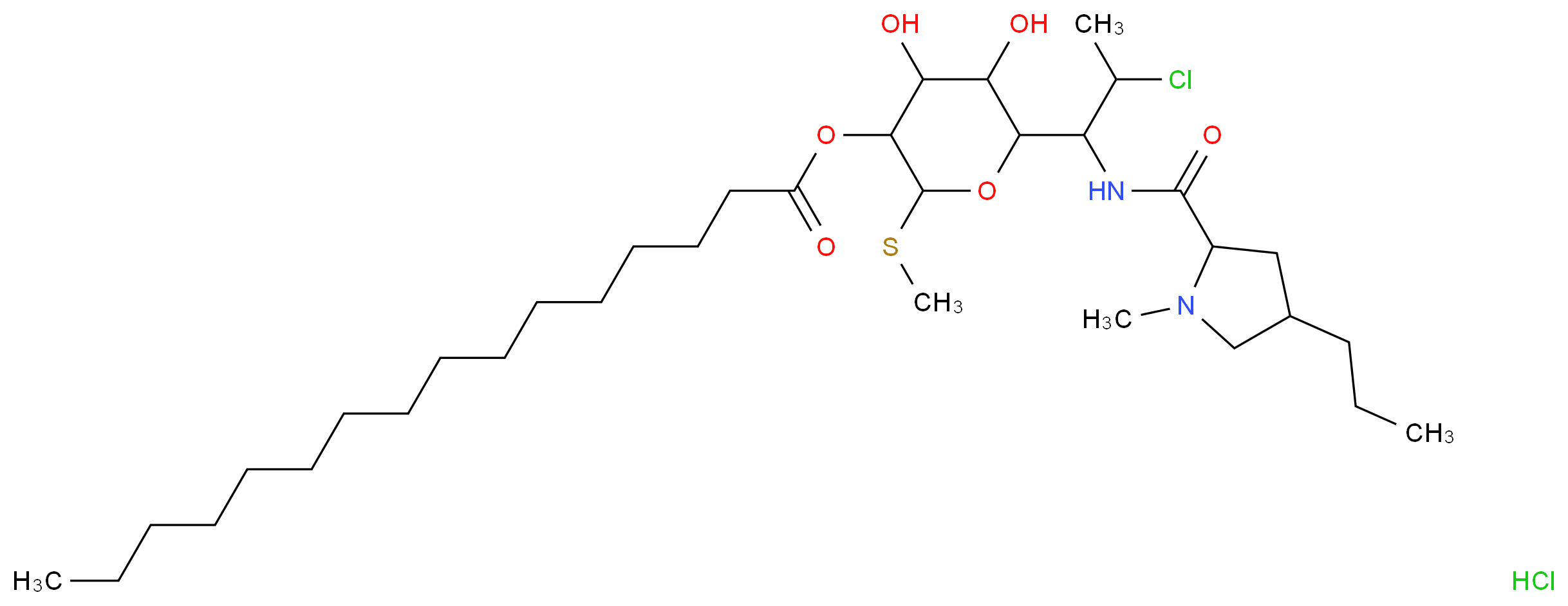 Clindamycin palmitate HCl_分子结构_CAS_25507-04-4)