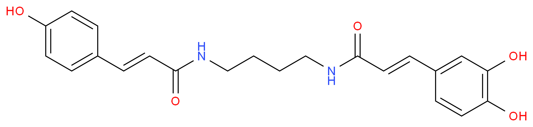 (2E)-3-(3,4-dihydroxyphenyl)-N-{4-[(2E)-3-(4-hydroxyphenyl)prop-2-enamido]butyl}prop-2-enamide_分子结构_CAS_1138156-77-0